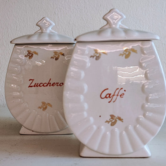 Coppia di barattoli zucchero e caffè