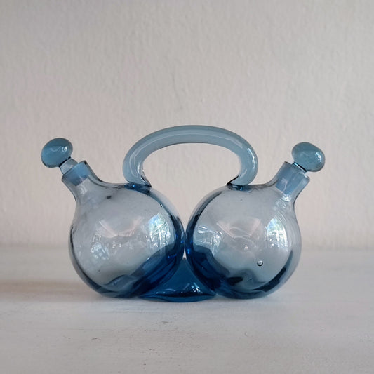 Set condimenti in vetro azzurro