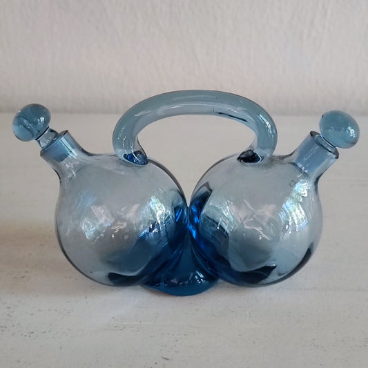 Set condimenti in vetro azzurro