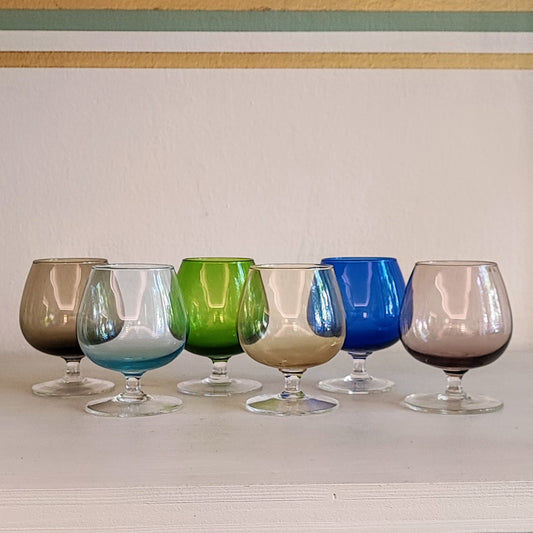 Set di 6 bicchieri da cognac in vetro colorato