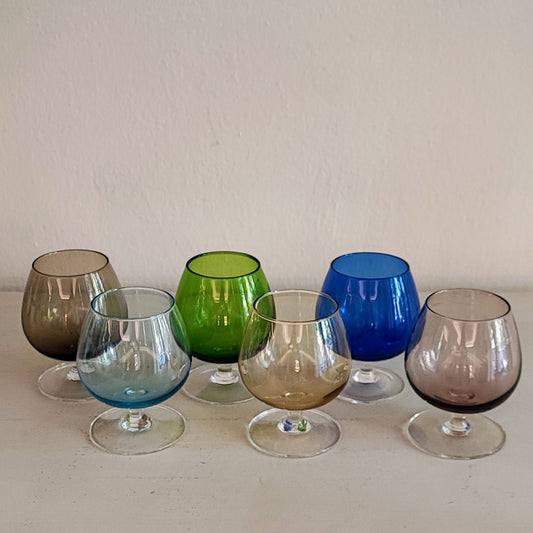 Set di 6 bicchieri da cognac in vetro colorato
