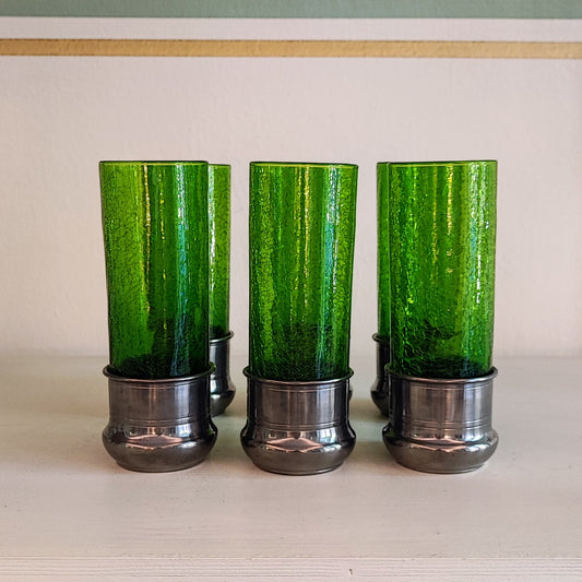 Set di 6 tumbler in vetro crackle