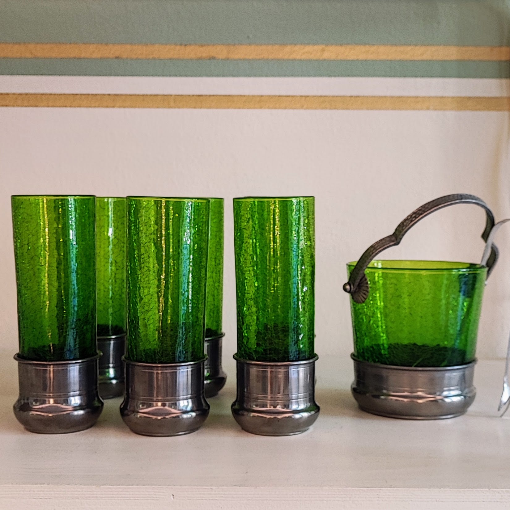 Set di 6 tumbler in vetro crackle